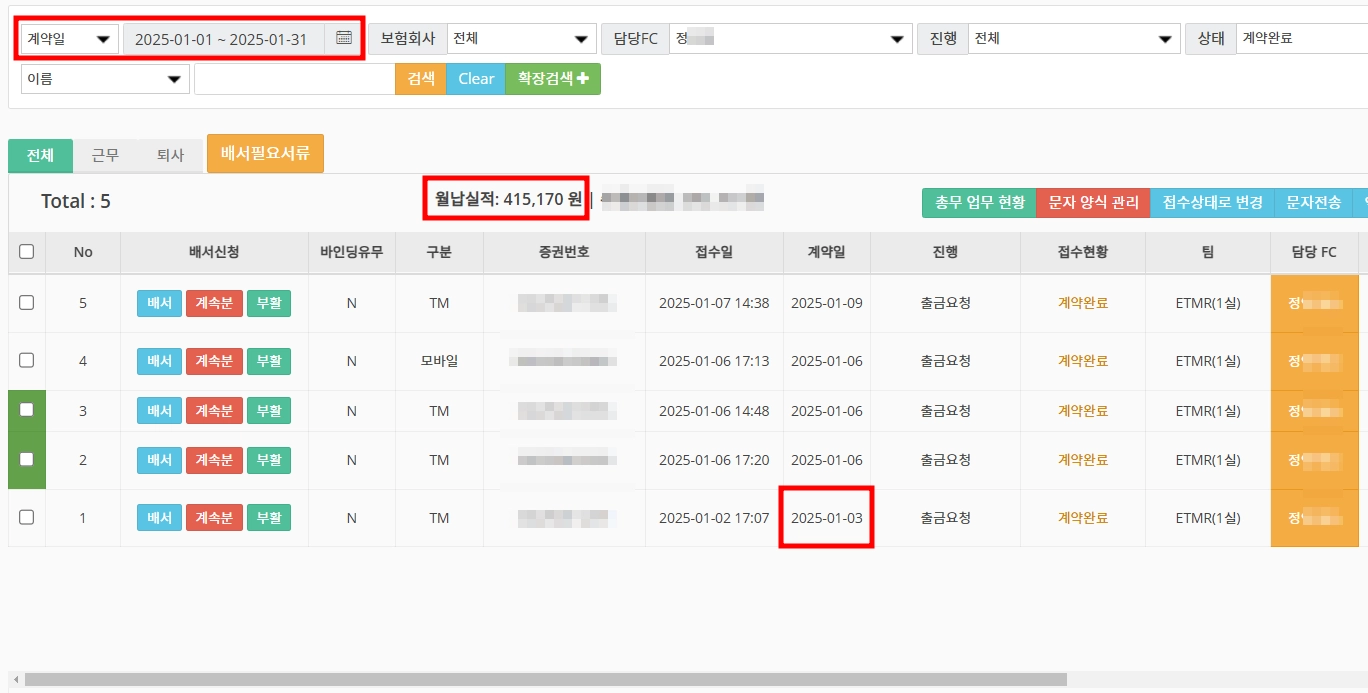 정*태 팀장 실적